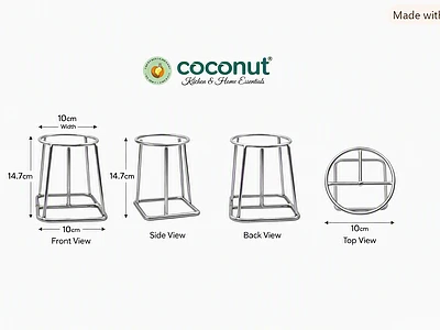 Image of Coconut Stainless Steel Pooja Plant Stand - 2