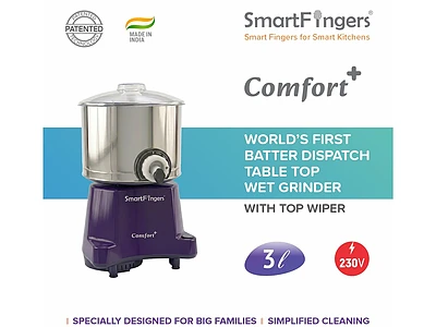 Image of SmartFingers Comfort and 3L Table Top Wet Grinder - 3