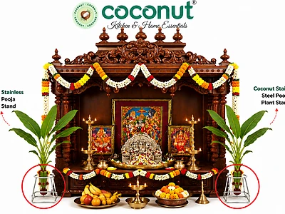Coconut Stainless Steel Pooja Plant Stand